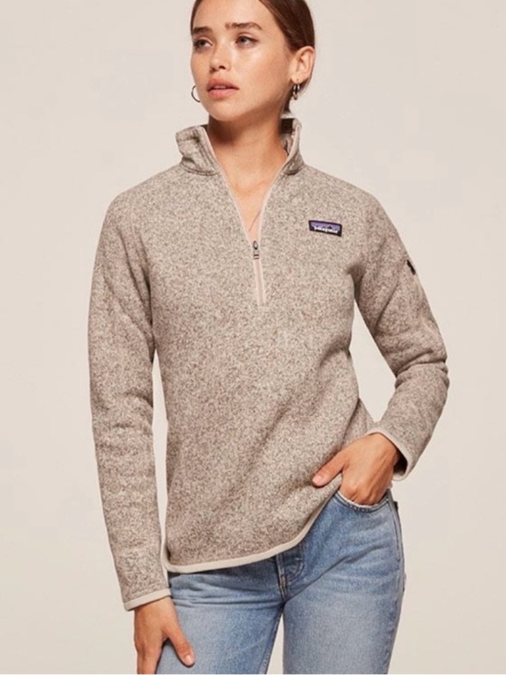Patagonia Better Sweater 1/4 Zip Fleece Pullover Pelican Cream Size Medium